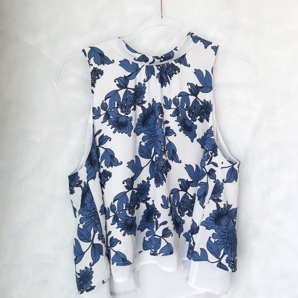 Mockneck | Sleeveless Tank/Blouse | ASTR | Blue/Cream | S